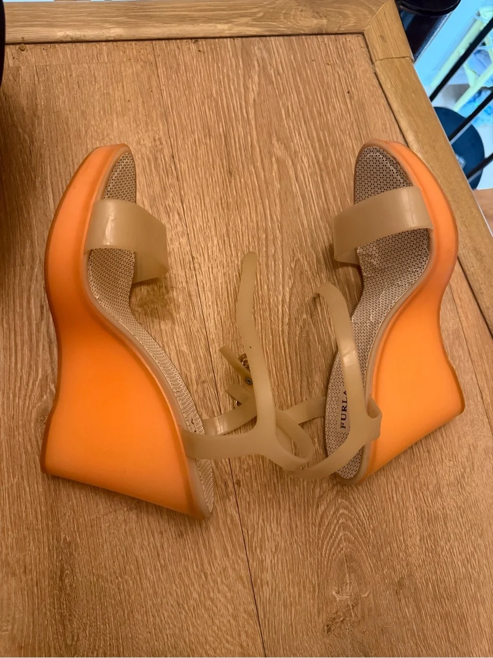 Furla jelly wedge Orange  Sandals - Women size 41 or 9 3/4 us listing as 9.5